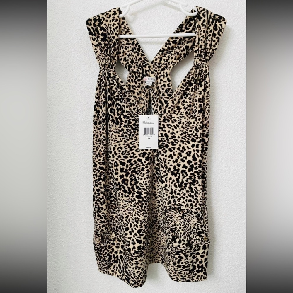 Guess leopard tank size small